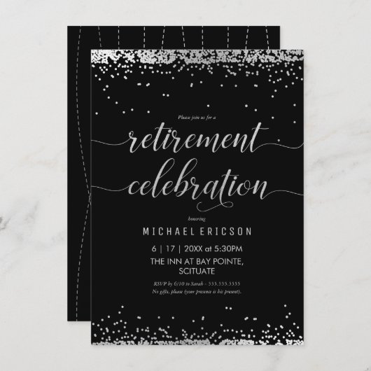 Uitnodiging tot het vieren van pensionering, elega (Voorkant / Achterkant)