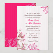Uitnodiging tot hete roze en bruine bruiloft (Voorkant / Achterkant)