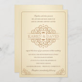 uitnodiging tot huwelijk en gouden officiële uiti (Voorkant / Achterkant)