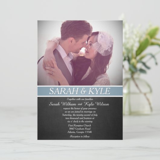 Uitnodiging tot huwelijk met Chalkboard (Staand voorkant)