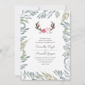 Uitnodiging tot huwelijk Rustic Deer Antler (Voorkant)