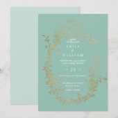 Uitnodiging tot huwelijk Zelden Blauwgroen Blauw G (Voorkant / Achterkant)
