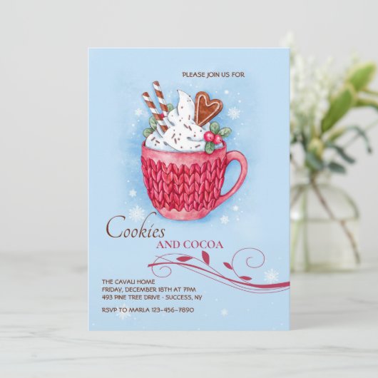 Uitnodiging tot kerst-warme cacao (Staand voorkant)