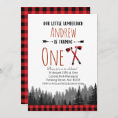 Uitnodiging tot kerstfeest in Lumberjack Birthday  (Voorkant / Achterkant)