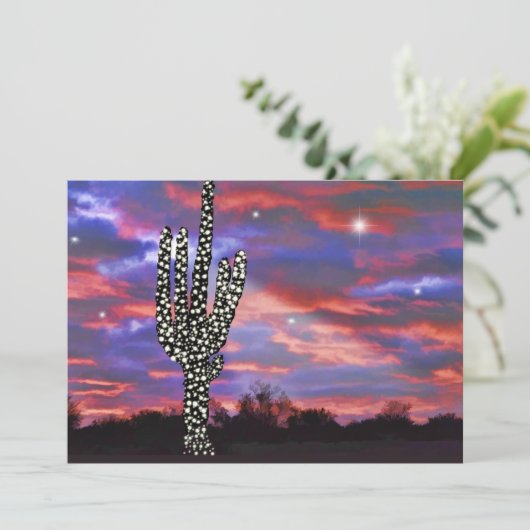 Uitnodiging tot kerstmis met de woestijn Saguaro C (Staand voorkant)
