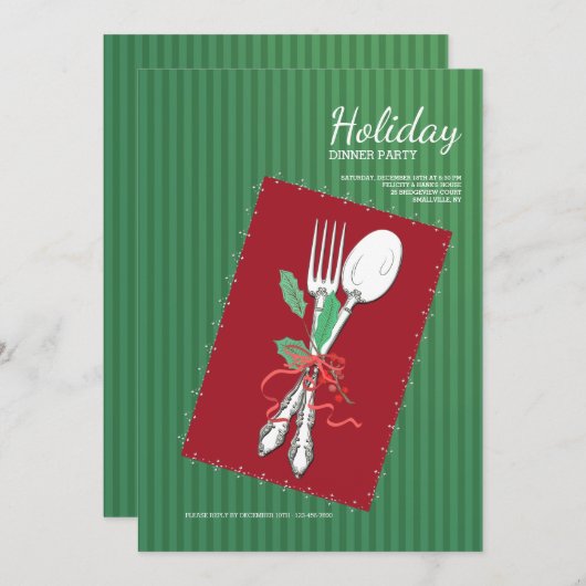 Uitnodiging tot kerstSilverware (Voorkant / Achterkant)