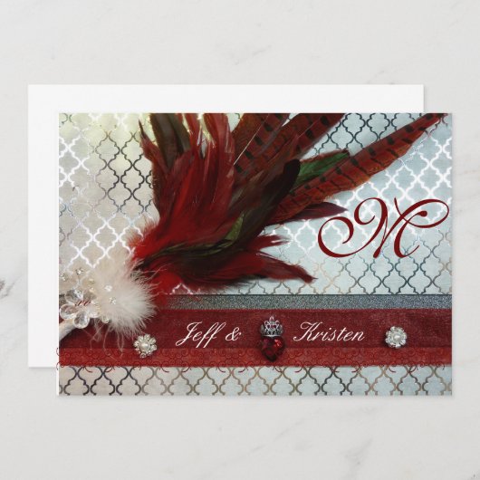 Uitnodiging tot koninklijk rood huwelijk (Voorkant / Achterkant)