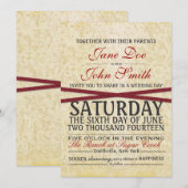 Uitnodiging tot  Lace en Rode Ribbon Wedding (Voorkant / Achterkant)