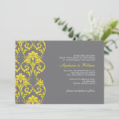 Uitnodiging tot Lace Gray en Yellow Wedding (Staand voorkant)