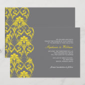 Uitnodiging tot Lace Gray en Yellow Wedding (Voorkant / Achterkant)
