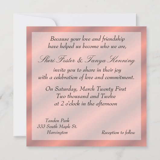 Uitnodiging tot lesbische bruiloft (Achterkant)