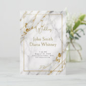 Uitnodiging tot luxe gouden en witte marmer (Staand voorkant)