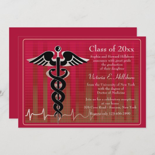 Uitnodiging tot medisch Afstuderen van Caduceus (Voorkant / Achterkant)