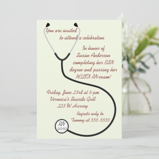 Uitnodiging tot medisch of verpleegkundig Afstuder (Staand voorkant)