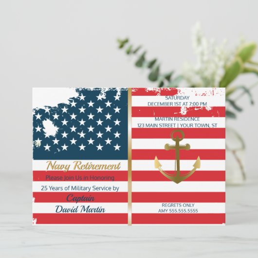 Uitnodiging tot militaire rustpartij voor zeemacht (Staand voorkant)