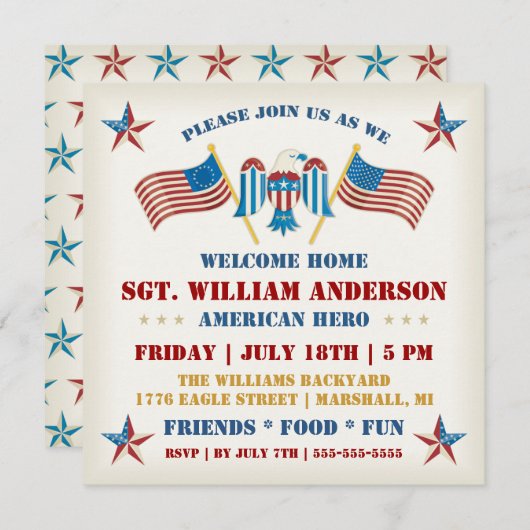 Uitnodiging tot militaire startende thuispartij (Voorkant / Achterkant)