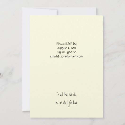 Uitnodiging tot ontvangst van groene en ivoren bru (Achterkant)