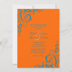 Uitnodiging tot Oranje en blauwe bruiloft