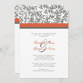 Uitnodiging tot Oranje en grijs huwelijk (Voorkant / Achterkant)