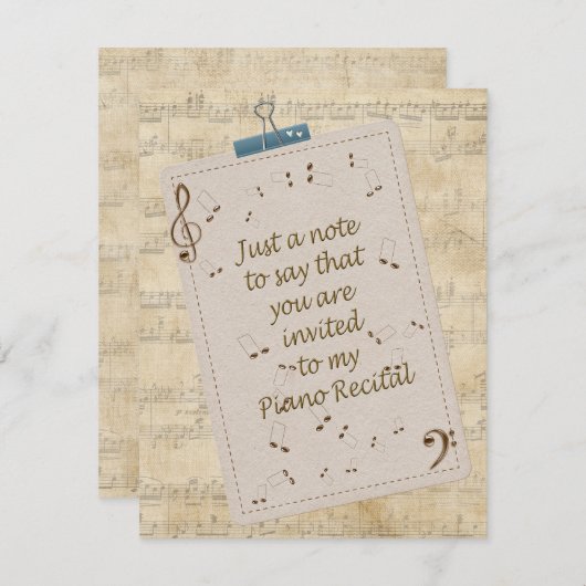 Uitnodiging tot overweging Piano (Voorkant / Achterkant)