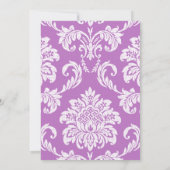Uitnodiging tot Paars Damask Wedding (Achterkant)
