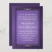 Uitnodiging tot Paars Damask Wedding (Voorkant / Achterkant)