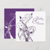 Uitnodiging tot Paars en blanke Floral Wedding (Voorkant / Achterkant)
