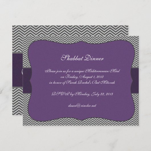 Uitnodiging tot Paarse Chevron - invoegen (Voorkant / Achterkant)
