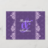 Uitnodiging tot Paarse en witte bruiloft (Voorkant / Achterkant)
