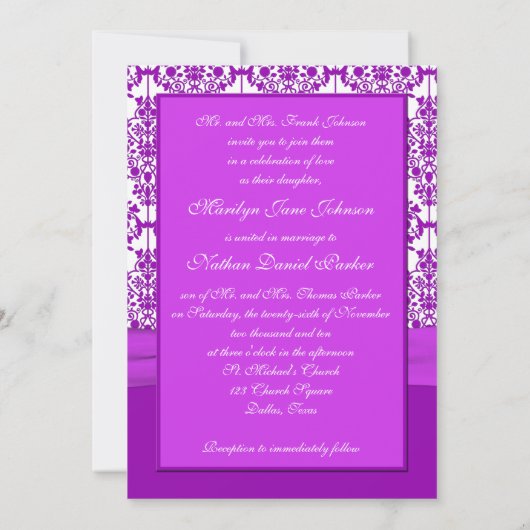 Uitnodiging tot Paarse en witte bruiloft (Achterkant)