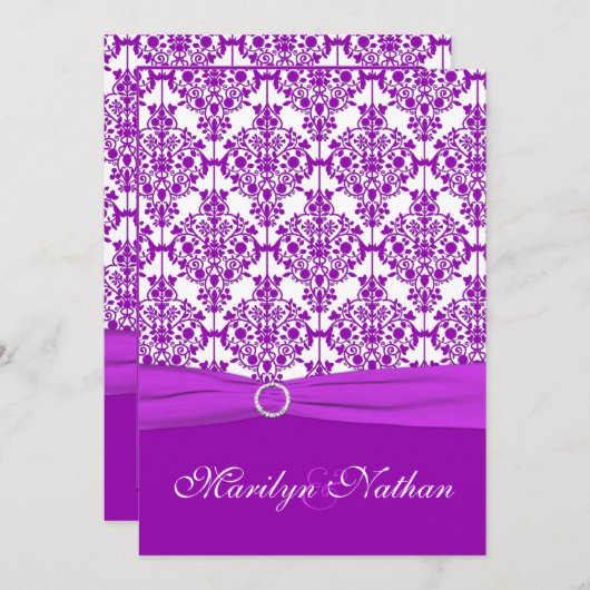 Uitnodiging tot Paarse en witte bruiloft (Voorkant / Achterkant)