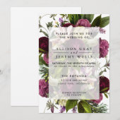 Uitnodiging tot Paarse Floral Wedding (Voorkant / Achterkant)