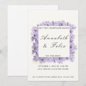 Uitnodiging tot Paarse Floral Wedding (Voorkant / Achterkant)