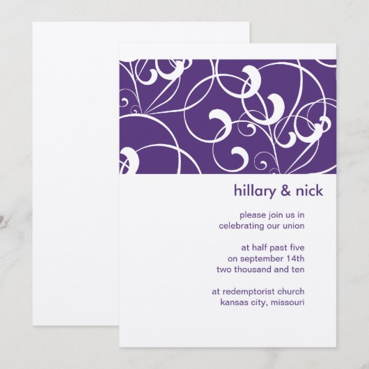 Uitnodiging tot Paarse weddenschappen (Voorkant / Achterkant)