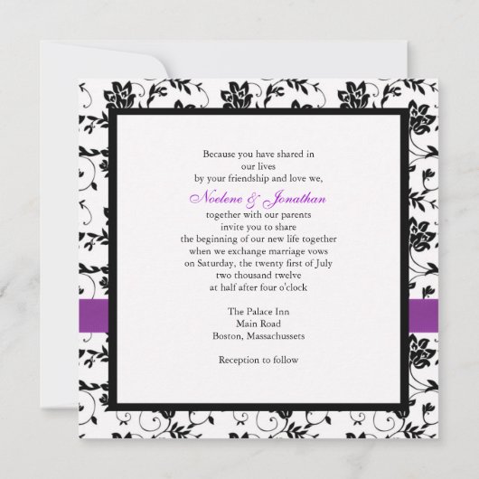 Uitnodiging tot Paarse weduwen (Achterkant)