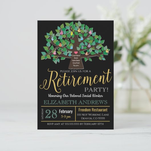 Uitnodiging tot pensionering (Staand voorkant)