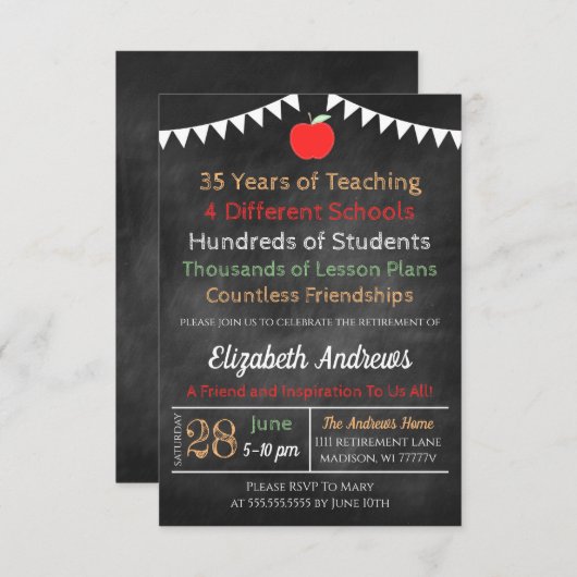 Uitnodiging tot pensionering leraar (Voorkant / Achterkant)