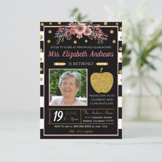 Uitnodiging tot pensionering leraar school (Staand voorkant)
