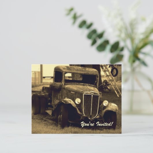 Uitnodiging tot pensionering - Sepia Boerderij Tru (Staand voorkant)