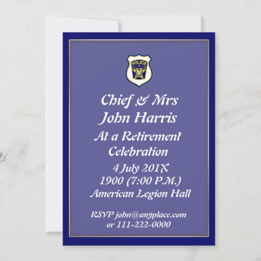 Uitnodiging tot pensionering van politieagent (Achterkant)