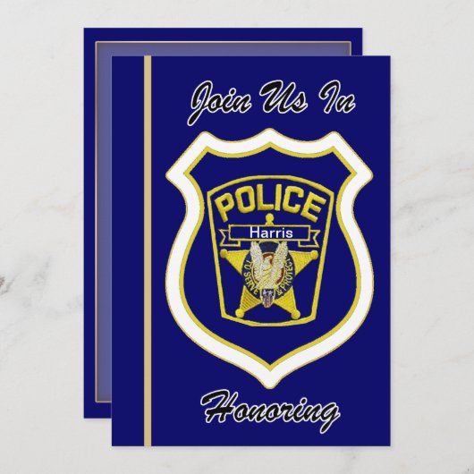 Uitnodiging tot pensionering van politieagent (Voorkant / Achterkant)