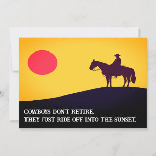 Uitnodiging tot pensionering voor cowboy, paarden