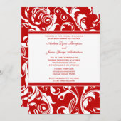 Uitnodiging tot rode en witte bruiloft (Voorkant / Achterkant)