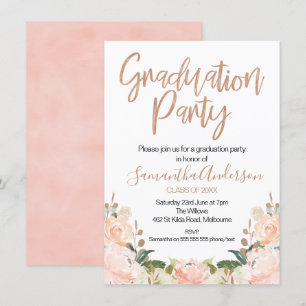 Uitnodiging tot roos Gold Graduation Party