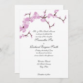 Uitnodiging tot roze bloesems bruiloft (Voorkant / Achterkant)