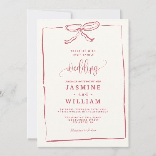 Uitnodiging tot roze bruiloft (Voorkant)