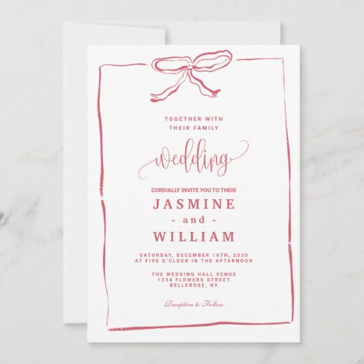 Uitnodiging tot roze bruiloft (Voorkant)