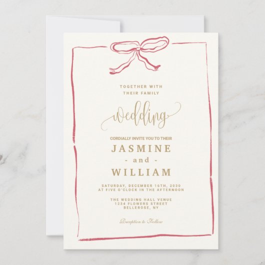 Uitnodiging tot roze bruiloft (Voorkant)