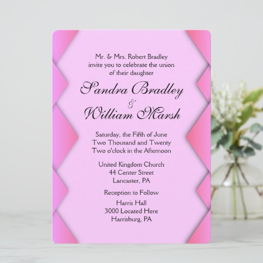 Uitnodiging tot roze weddenschappen (Staand voorkant)