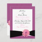 Uitnodiging tot roze zwarte ribbon bruiloft (Voorkant / Achterkant)